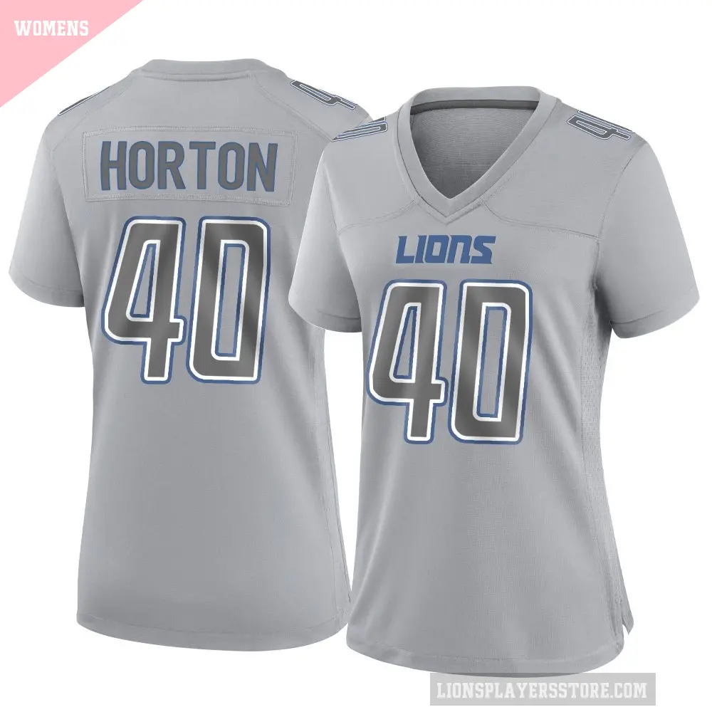 Women's Detroit Lions ＃40 Zach Horton Gray Game Atmosphere Fashion Jersey