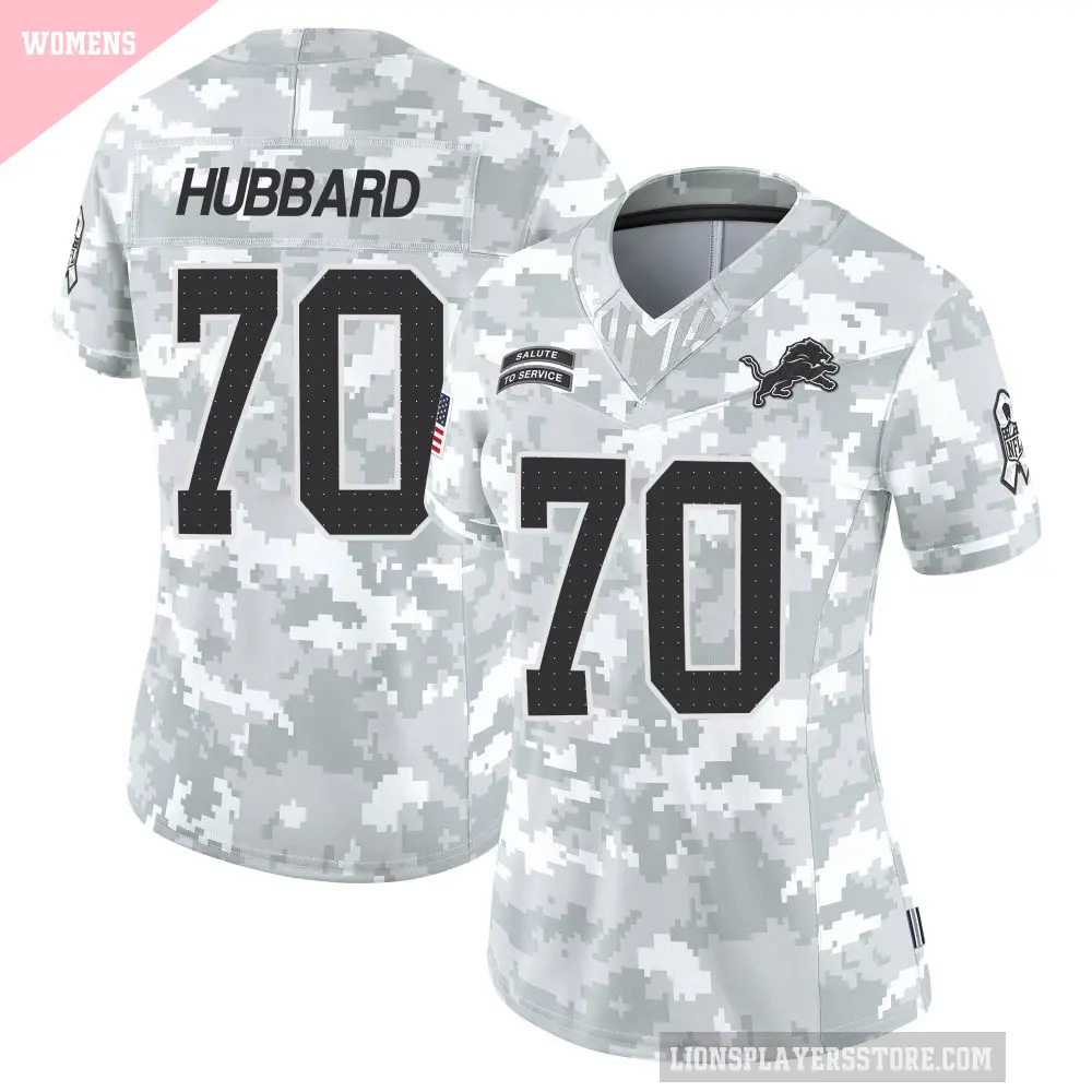 Women's Detroit Lions ＃70 Chris Hubbard Arctic Camo Limited 2024 Salute to Service Jersey