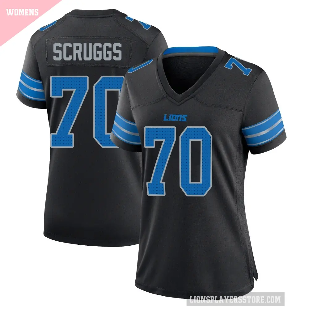 Women's Detroit Lions ＃70 Juice Scruggs Black Game Alternate 2nd Jersey