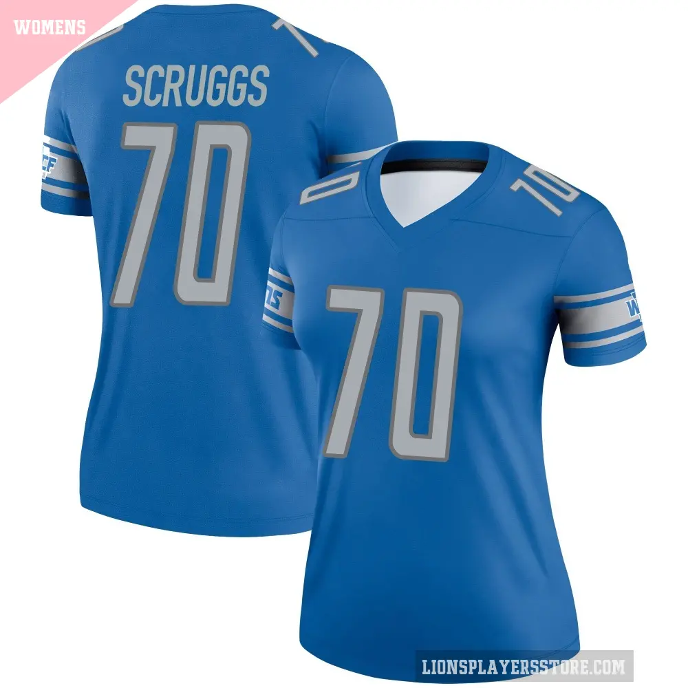 Women's Detroit Lions ＃70 Juice Scruggs Blue Legend Jersey
