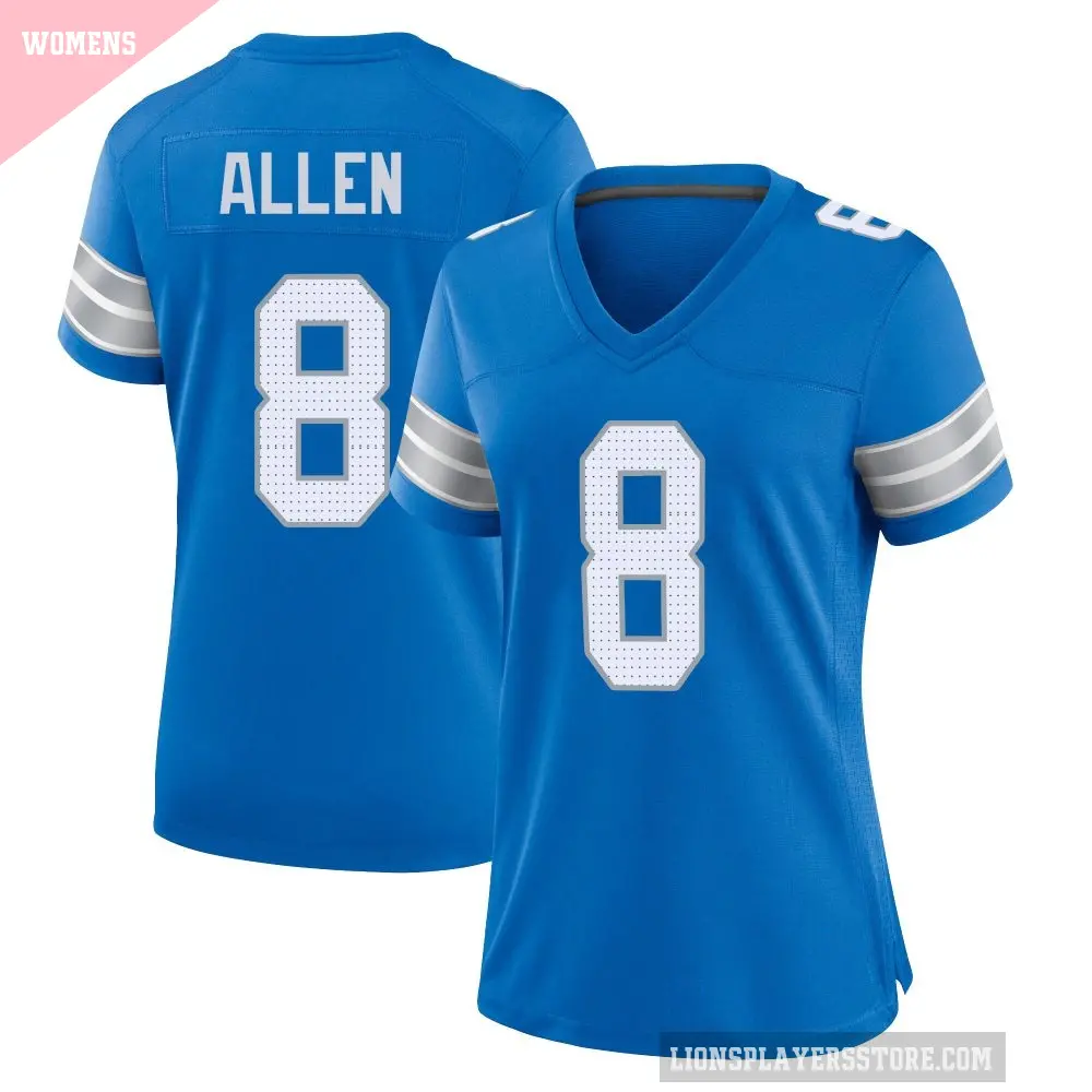 Women's Detroit Lions ＃8 Kyle Allen Blue Game 2nd Jersey