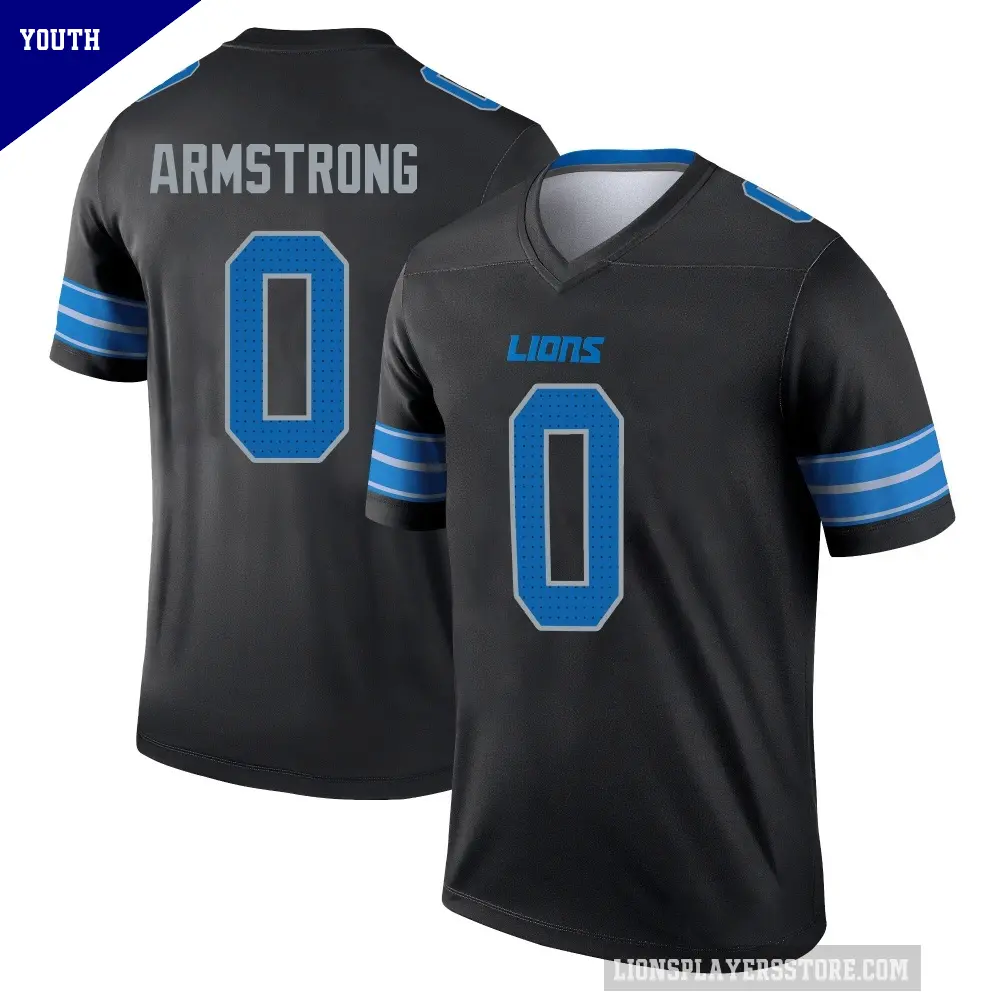 Youth Detroit Lions ＃0 Andrew Armstrong Black Legend Jersey