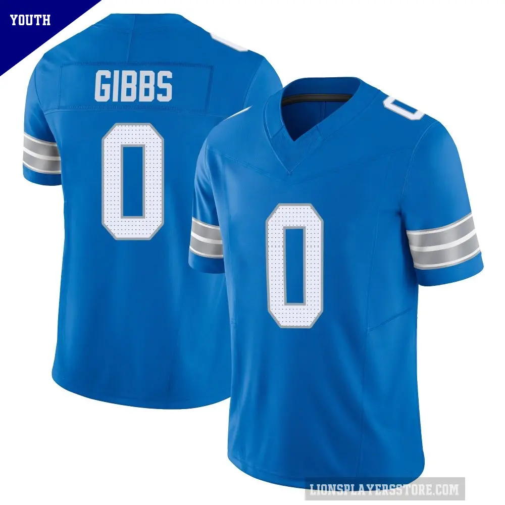Youth Detroit Lions ＃0 Jahmyr Gibbs Blue Limited Vapor F.U.S.E. 2nd Jersey