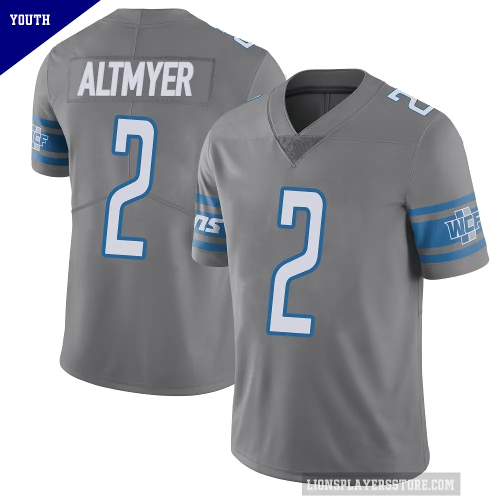 Youth Detroit Lions ＃2 Luke Altmyer Limited Color Rush Steel Vapor Untouchable Jersey