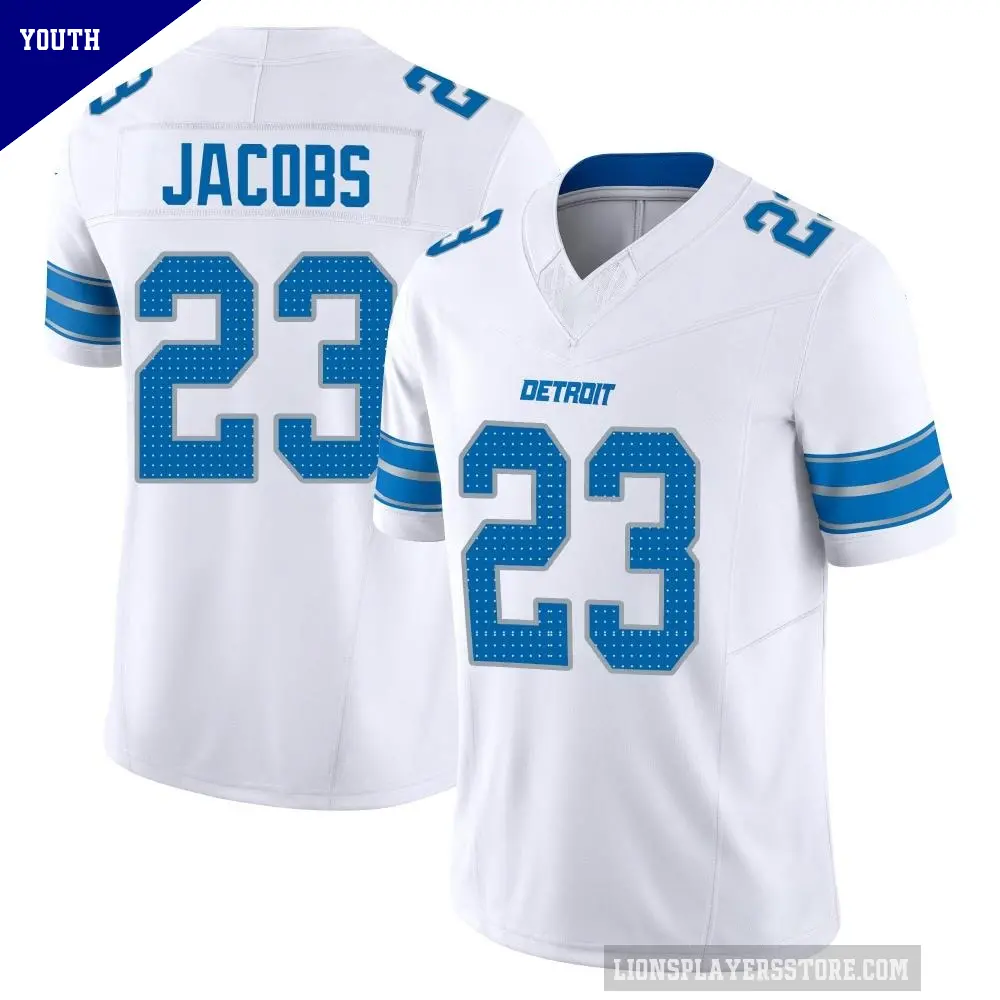 Youth Detroit Lions ＃23 Jerry Jacobs White Limited Vapor F.U.S.E. 2nd Jersey
