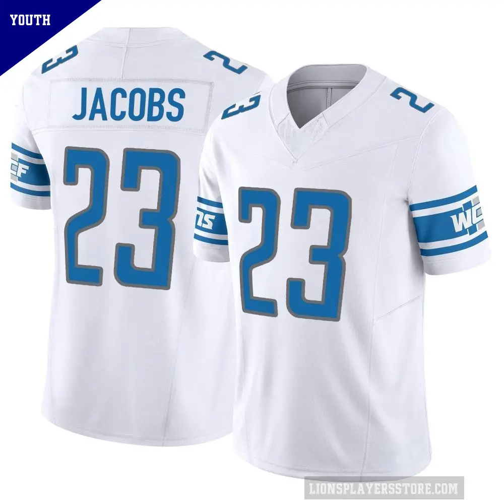Youth Detroit Lions ＃23 Jerry Jacobs White Limited Vapor F.U.S.E. Jersey