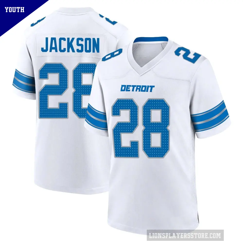 Youth Detroit Lions ＃28 Dan Jackson White Game 2nd Jersey