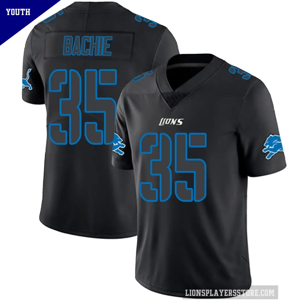 Youth Detroit Lions ＃35 Joe Bachie Black Impact Limited Jersey