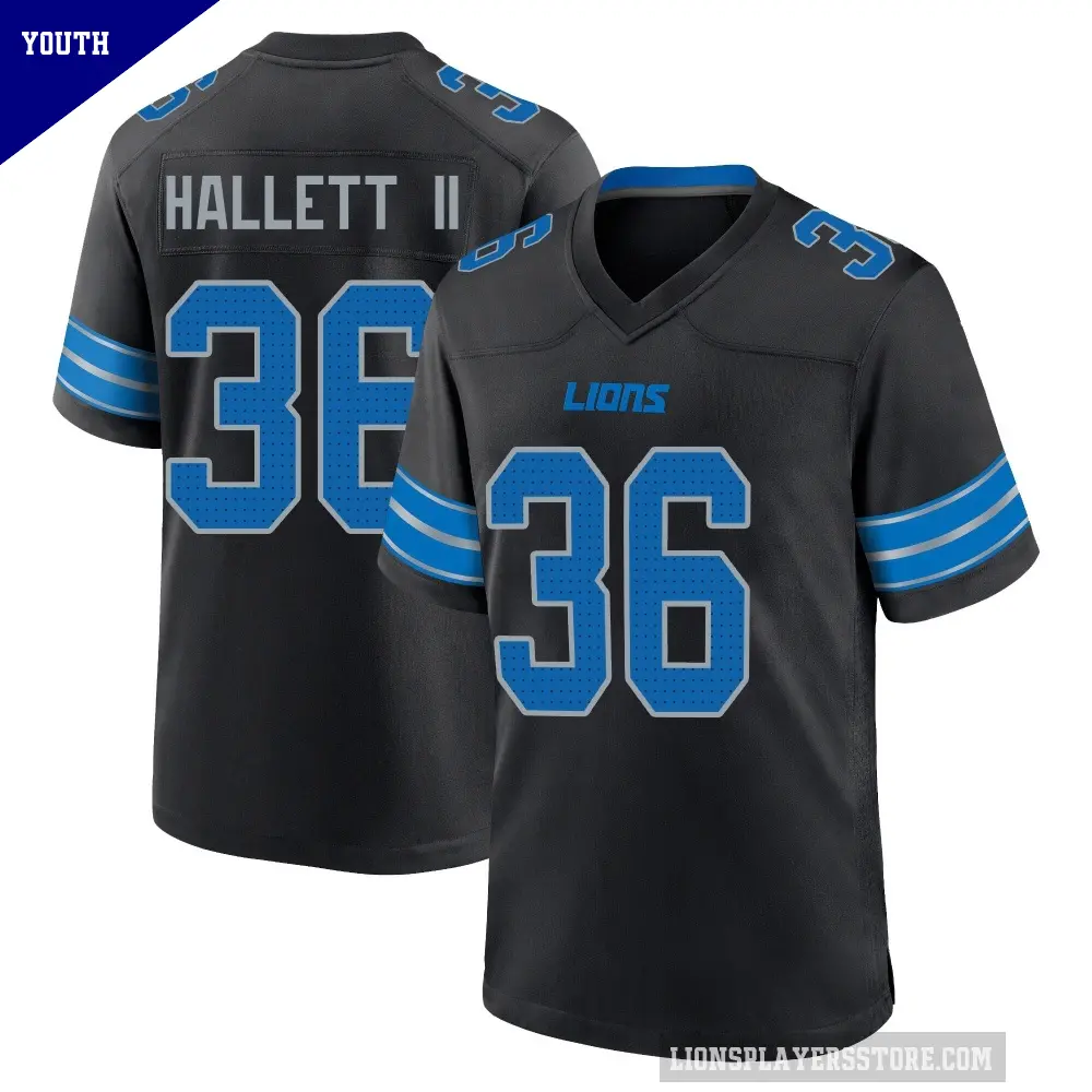 Youth Detroit Lions ＃36 Erick Hallett II Black Game Alternate 2nd Jersey