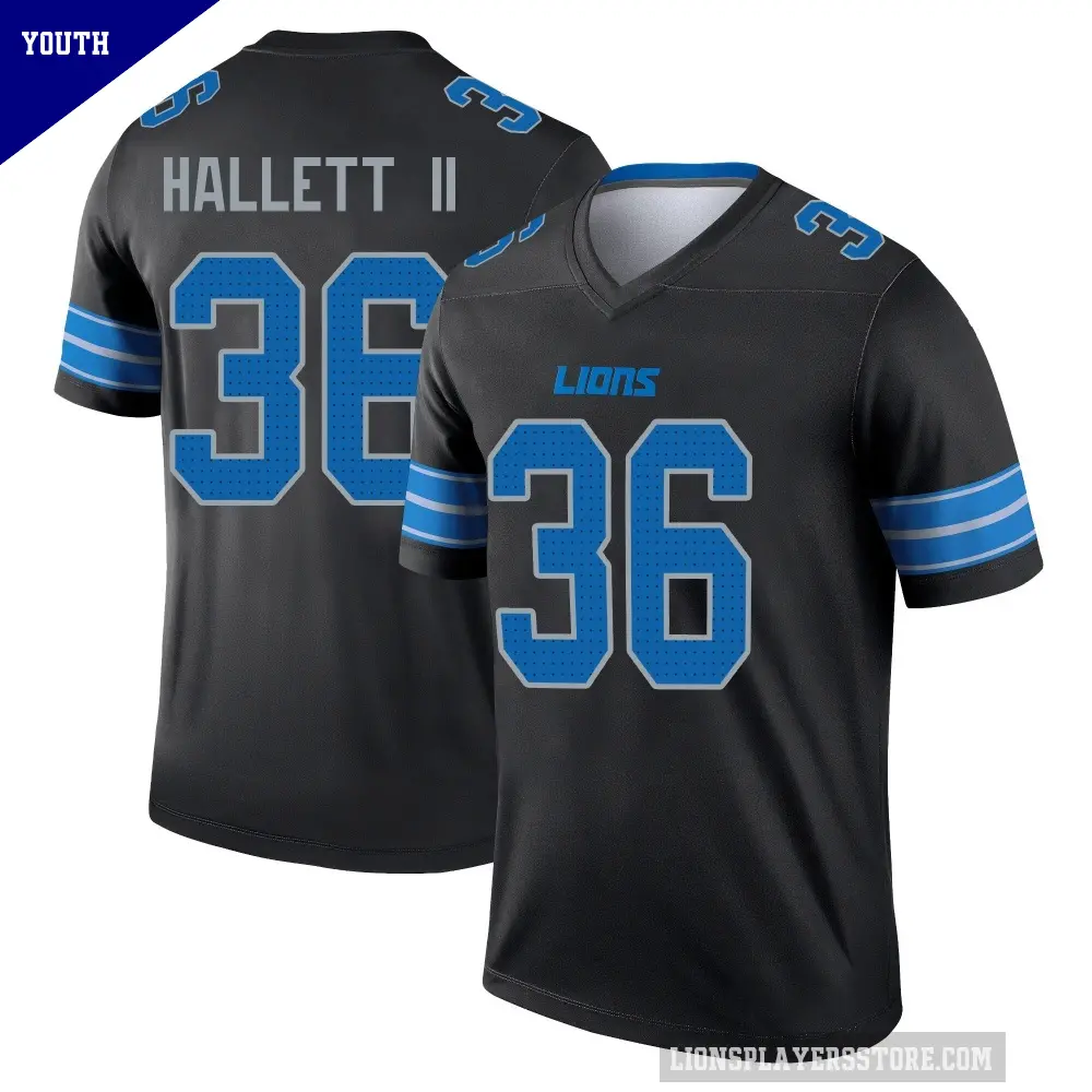 Youth Detroit Lions ＃36 Erick Hallett II Black Legend Jersey