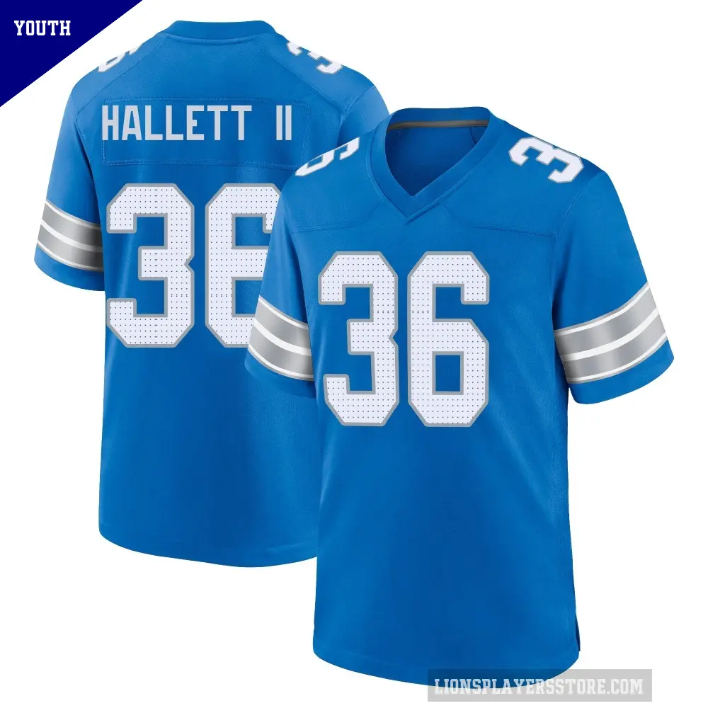 Youth Detroit Lions ＃36 Erick Hallett II Blue Game 2nd Jersey
