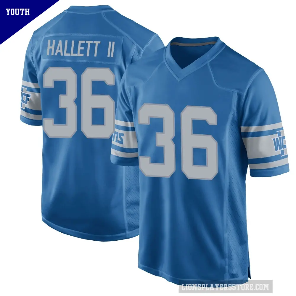 Youth Detroit Lions ＃36 Erick Hallett II Blue Game Throwback Vapor Untouchable Jersey