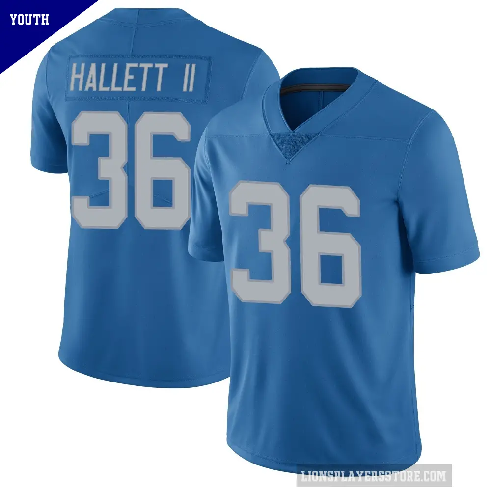 Youth Detroit Lions ＃36 Erick Hallett II Blue Limited Throwback Vapor Untouchable Jersey