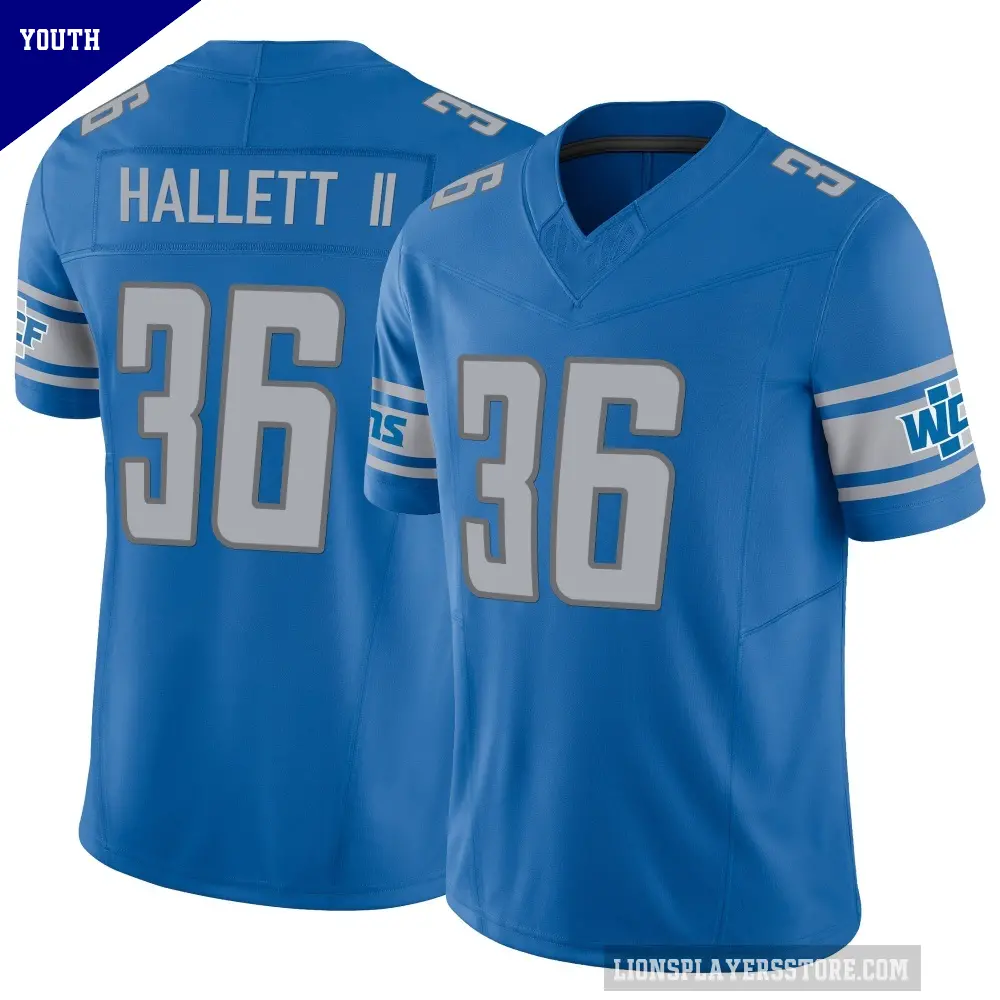 Youth Detroit Lions ＃36 Erick Hallett II Blue Limited Vapor F.U.S.E. Jersey