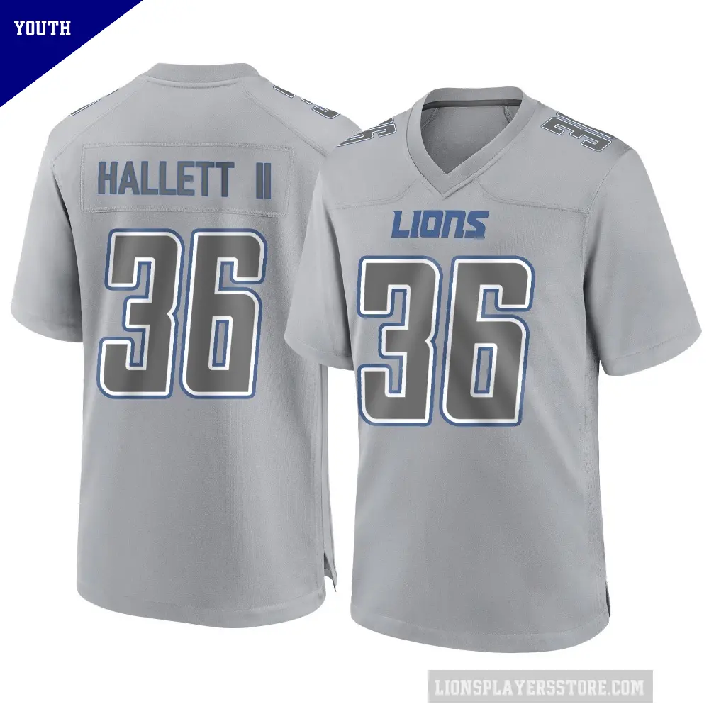 Youth Detroit Lions ＃36 Erick Hallett II Gray Game Atmosphere Fashion Jersey