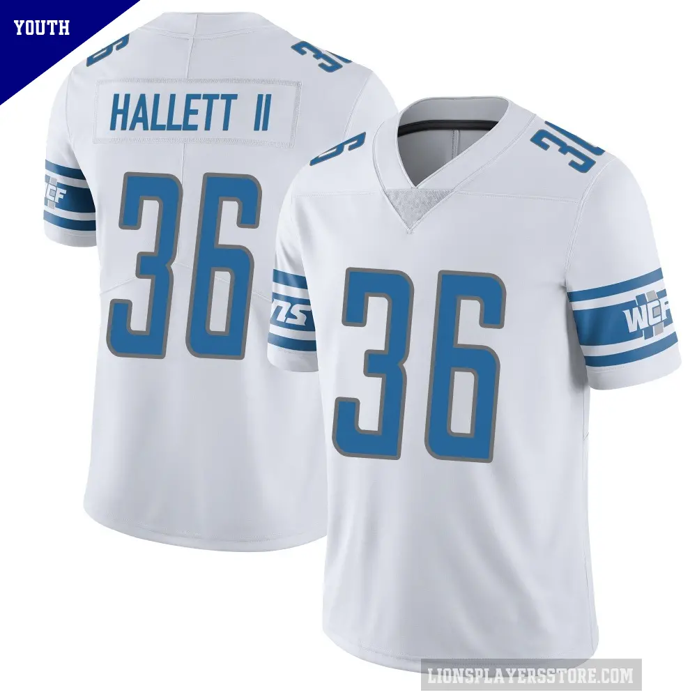 Youth Detroit Lions ＃36 Erick Hallett II White Limited Vapor Untouchable Jersey