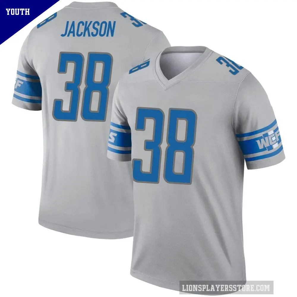 Youth Detroit Lions ＃38 Justin Jackson Gray Legend Inverted Jersey