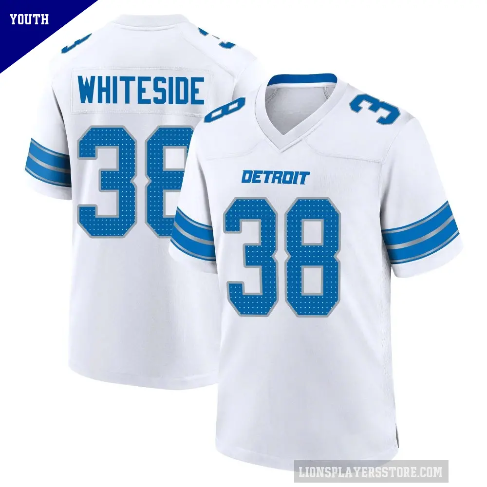 Youth Detroit Lions ＃38 Nick Whiteside White Game 2nd Jersey