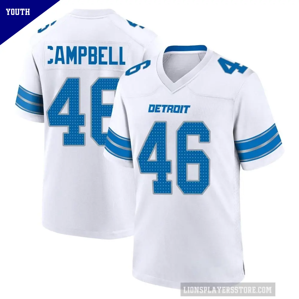 Youth Detroit Lions ＃46 Jack Campbell White Game 2nd Jersey