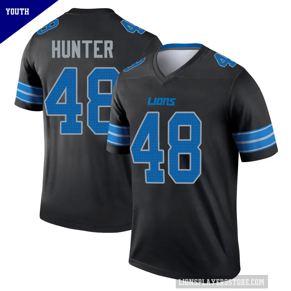 Youth Detroit Lions ＃48 Erick Hunter Black Legend Jersey