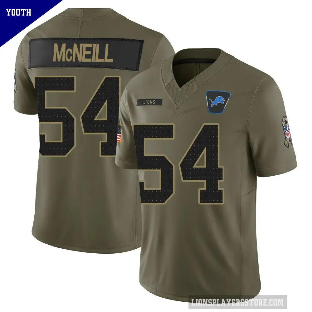Youth Detroit Lions ＃54 Alim McNeill Olive Limited 2025 Salute to Service Jersey
