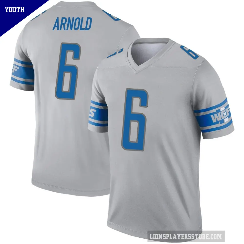 Youth Detroit Lions ＃6 Terrion Arnold Gray Legend Inverted Jersey
