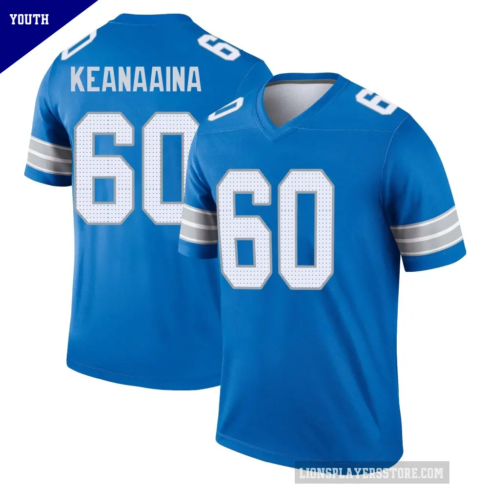 Youth Detroit Lions ＃60 Aidan Keanaaina Blue Legend 2nd Jersey