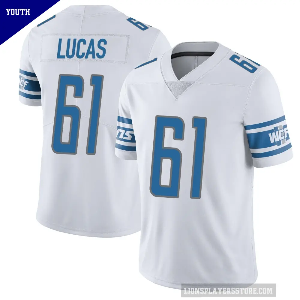 Youth Detroit Lions ＃61 Anthony Lucas White Limited Vapor Untouchable Jersey