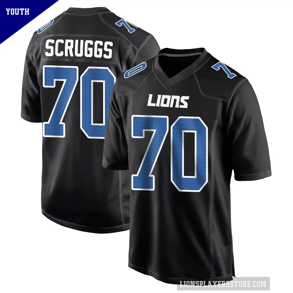 Youth Detroit Lions ＃70 Juice Scruggs Black Game Carbon Fashion Jersey