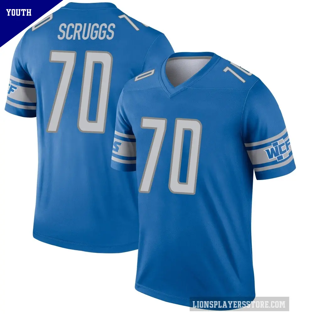 Youth Detroit Lions ＃70 Juice Scruggs Blue Legend Jersey