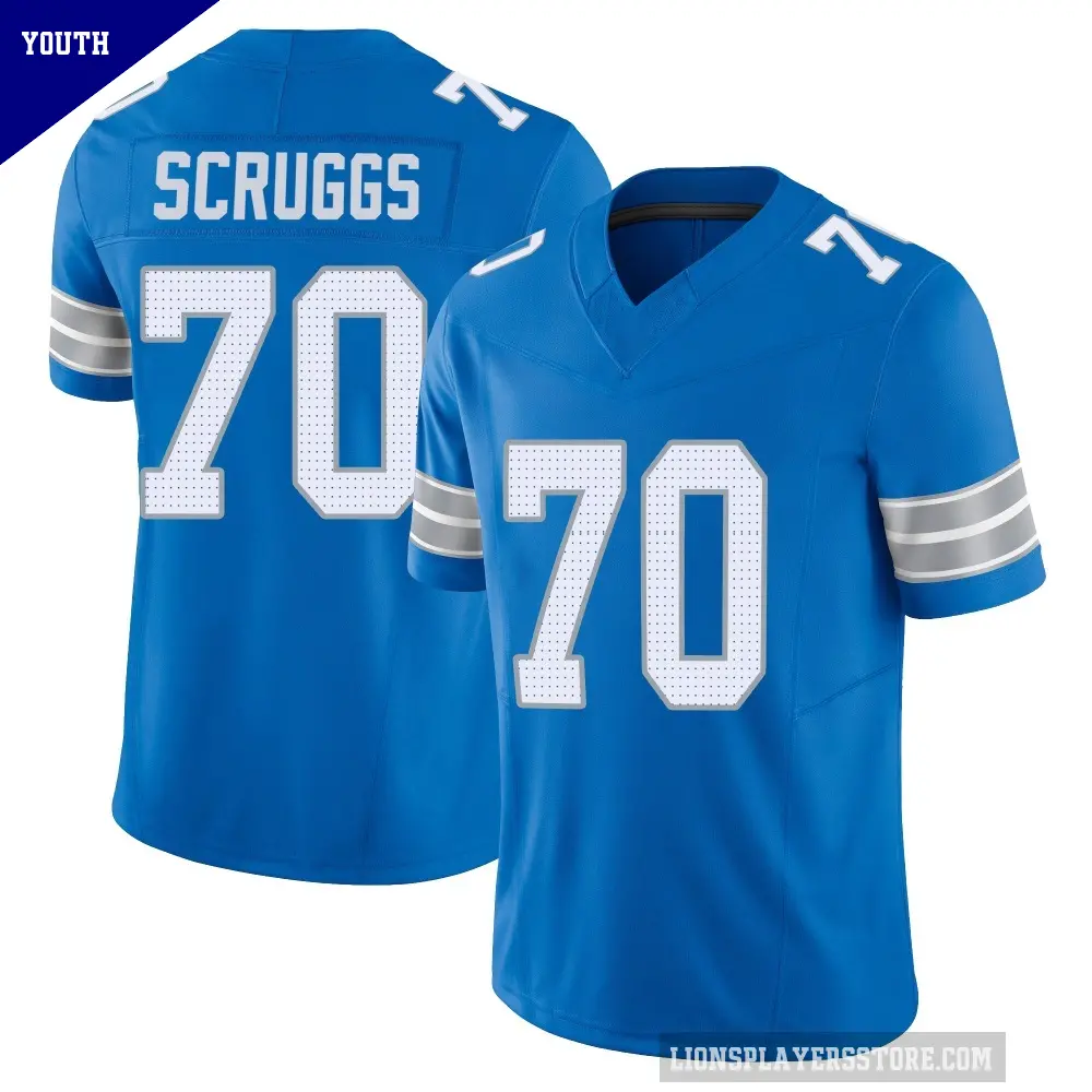 Youth Detroit Lions ＃70 Juice Scruggs Blue Limited Vapor F.U.S.E. 2nd Jersey