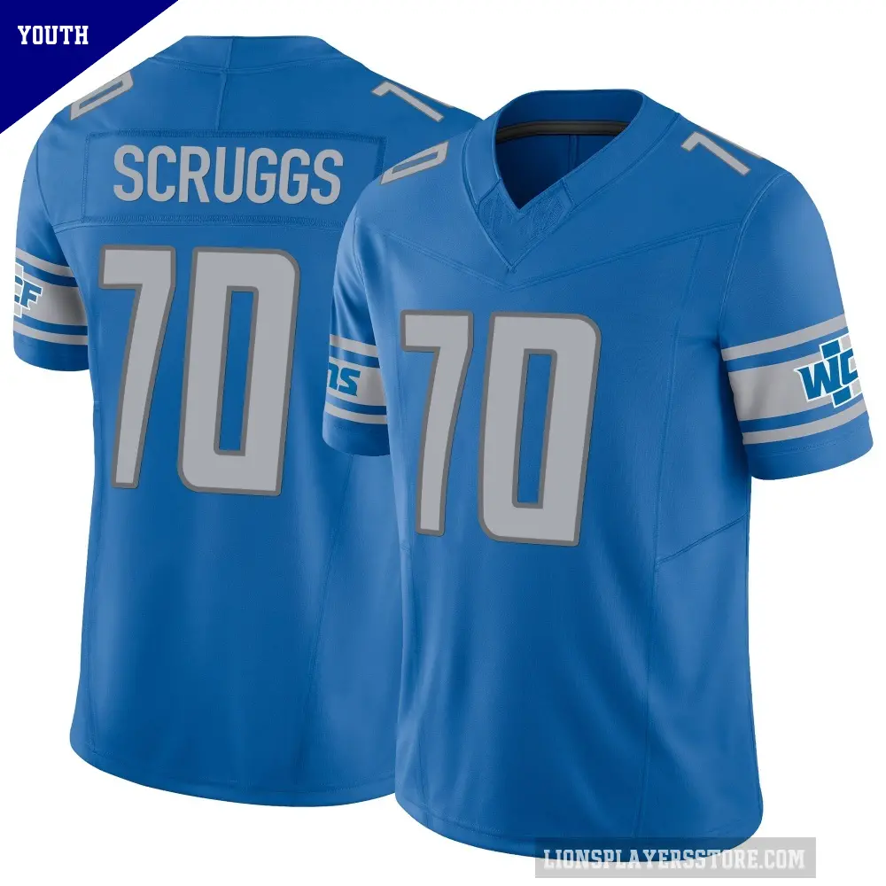 Youth Detroit Lions ＃70 Juice Scruggs Blue Limited Vapor F.U.S.E. Jersey
