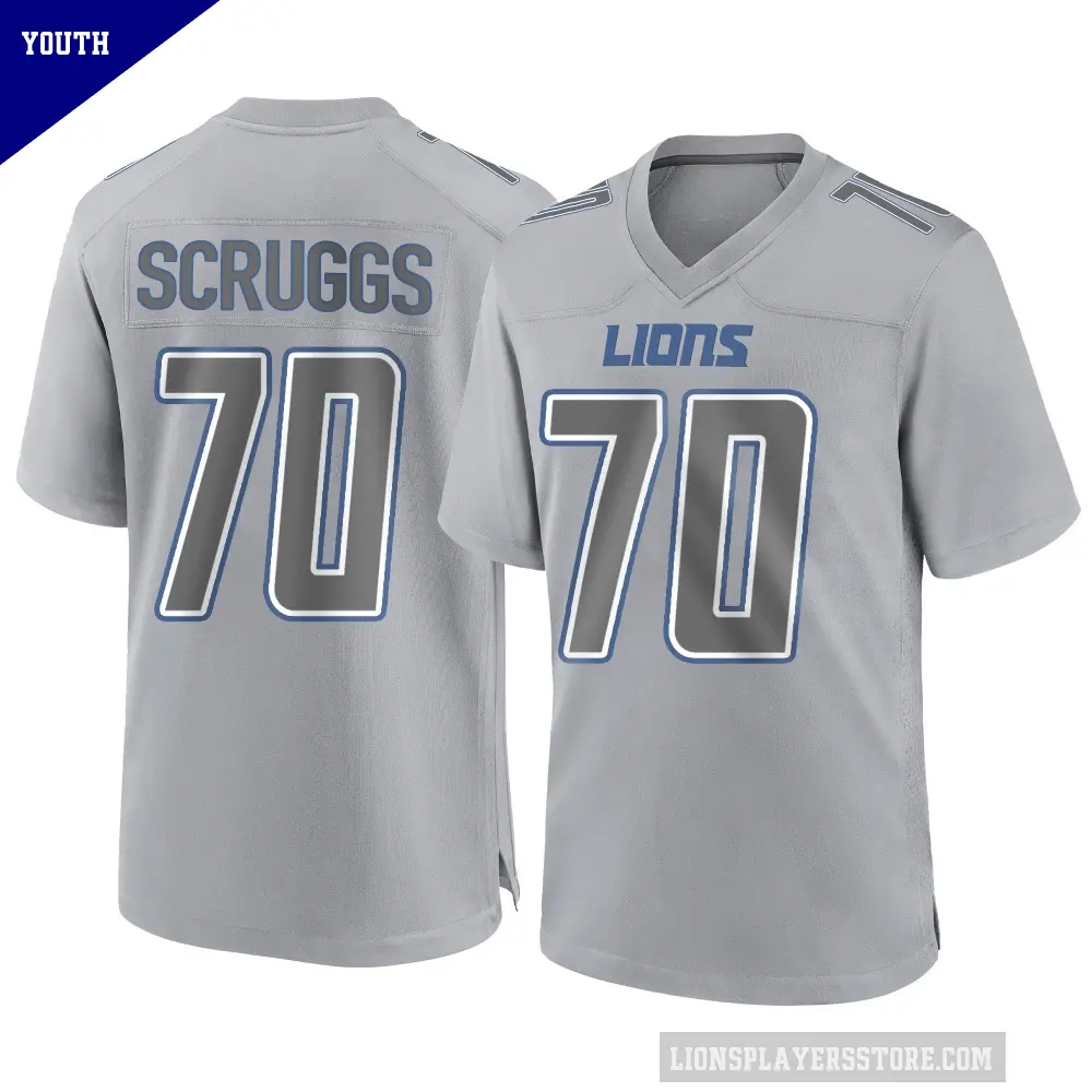 Youth Detroit Lions ＃70 Juice Scruggs Gray Game Atmosphere Fashion Jersey
