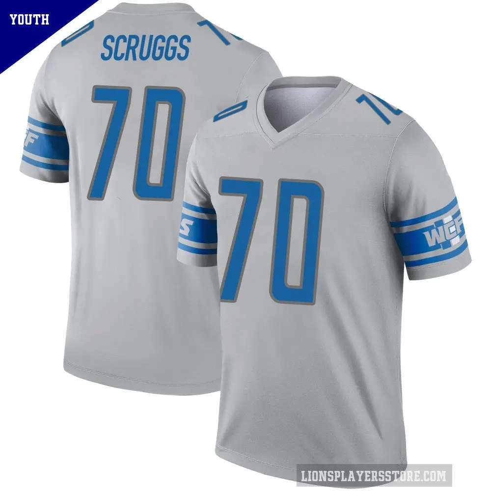 Youth Detroit Lions ＃70 Juice Scruggs Gray Legend Inverted Jersey