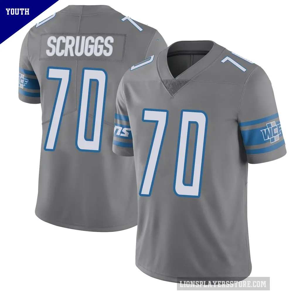 Youth Detroit Lions ＃70 Juice Scruggs Limited Color Rush Steel Vapor Untouchable Jersey