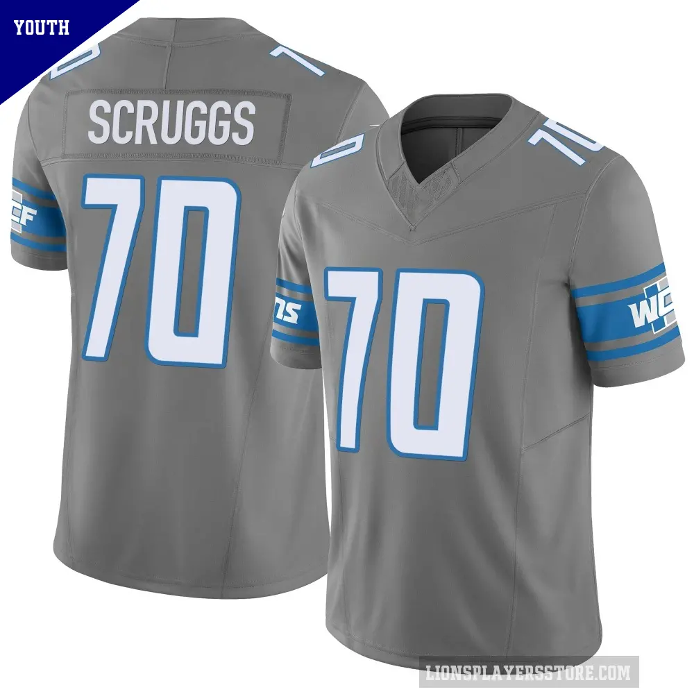 Youth Detroit Lions ＃70 Juice Scruggs Limited Silver Vapor F.U.S.E. Jersey