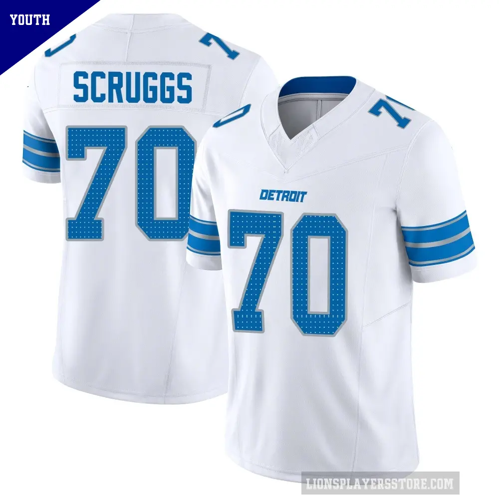 Youth Detroit Lions ＃70 Juice Scruggs White Limited Vapor F.U.S.E. 2nd Jersey