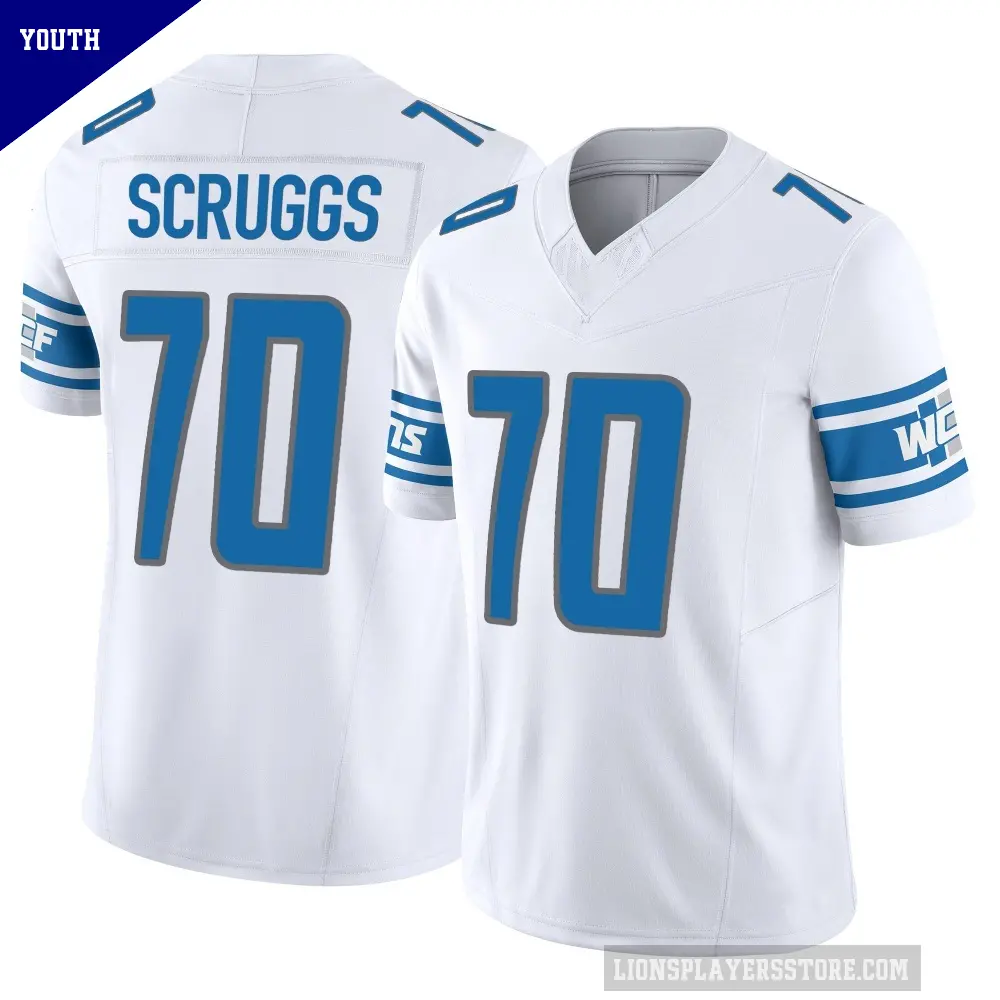 Youth Detroit Lions ＃70 Juice Scruggs White Limited Vapor F.U.S.E. Jersey