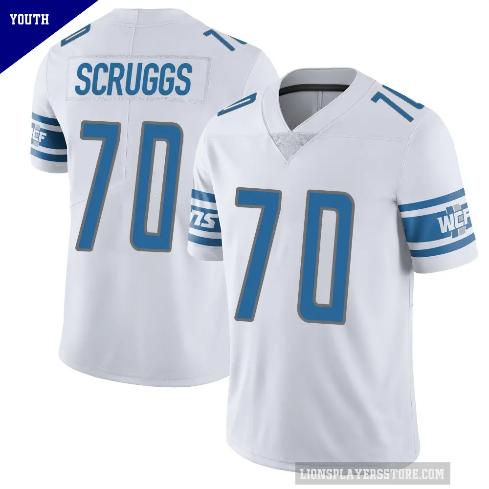 Youth Detroit Lions ＃70 Juice Scruggs White Limited Vapor Untouchable Jersey