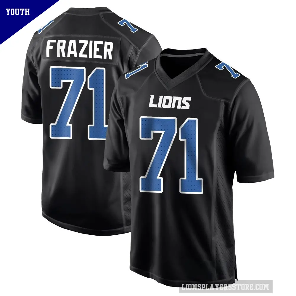 Youth Detroit Lions ＃71 Miles Frazier Black Game Carbon Fashion Jersey