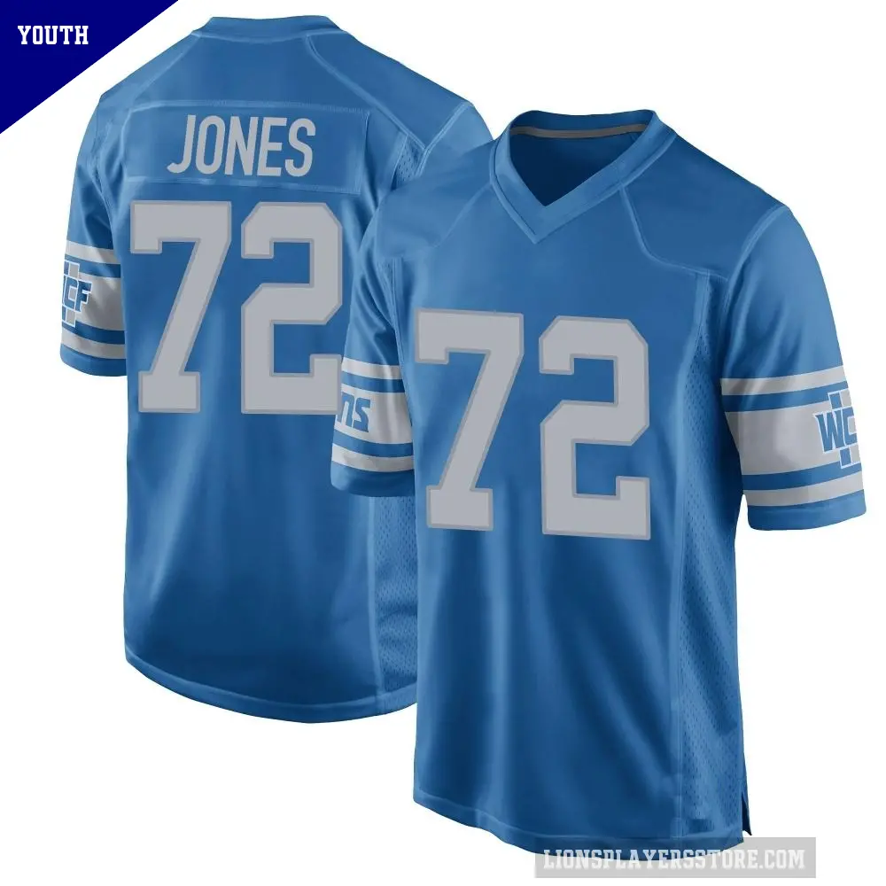 Youth Detroit Lions ＃72 Jamarco Jones Blue Game Throwback Vapor Untouchable Jersey