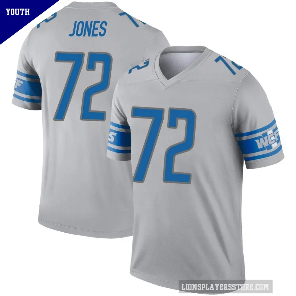 Youth Detroit Lions ＃72 Jamarco Jones Gray Legend Inverted Jersey
