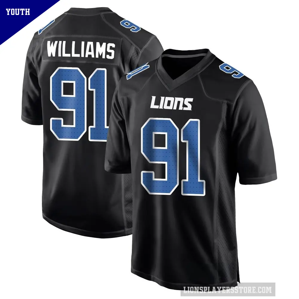 Youth Detroit Lions ＃91 Tyleik Williams Black Game Carbon Fashion Jersey