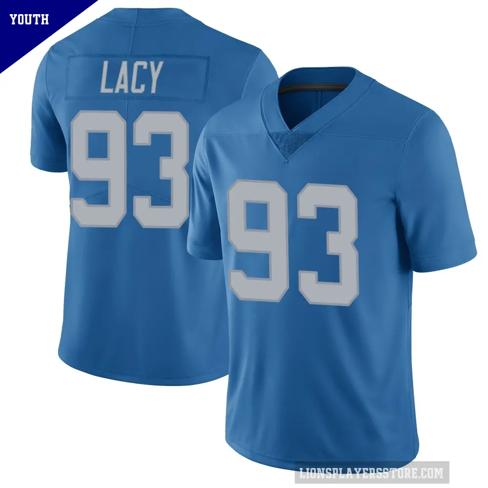 Youth Detroit Lions ＃93 Tyler Lacy Blue Limited Throwback Vapor Untouchable Jersey