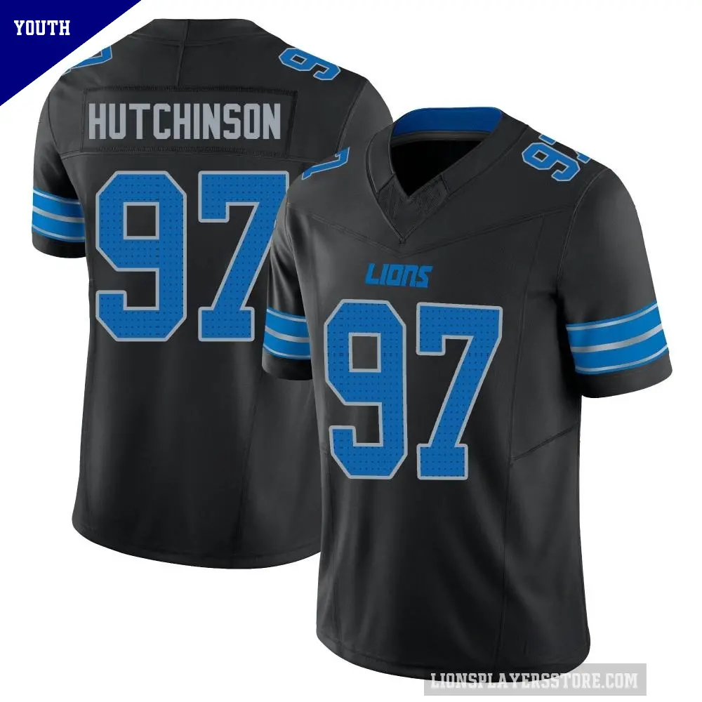 Youth Detroit Lions ＃97 Aidan Hutchinson Black Limited Alternate Vapor F.U.S.E. 2nd Jersey